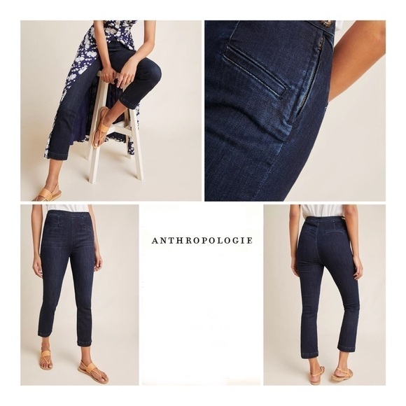 𝅺pilcro and The Letterpress by Anthropologie High-Rise Capri Denim Leggings - Picture 1 of 16
